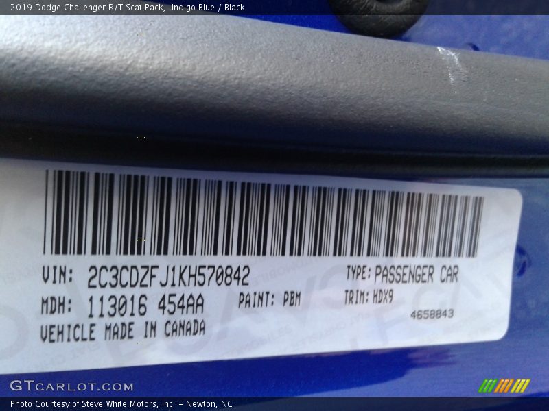 2019 Challenger R/T Scat Pack Indigo Blue Color Code PBM