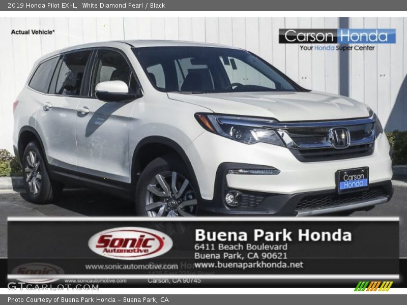 White Diamond Pearl / Black 2019 Honda Pilot EX-L