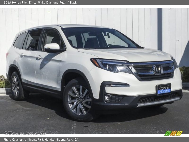White Diamond Pearl / Black 2019 Honda Pilot EX-L