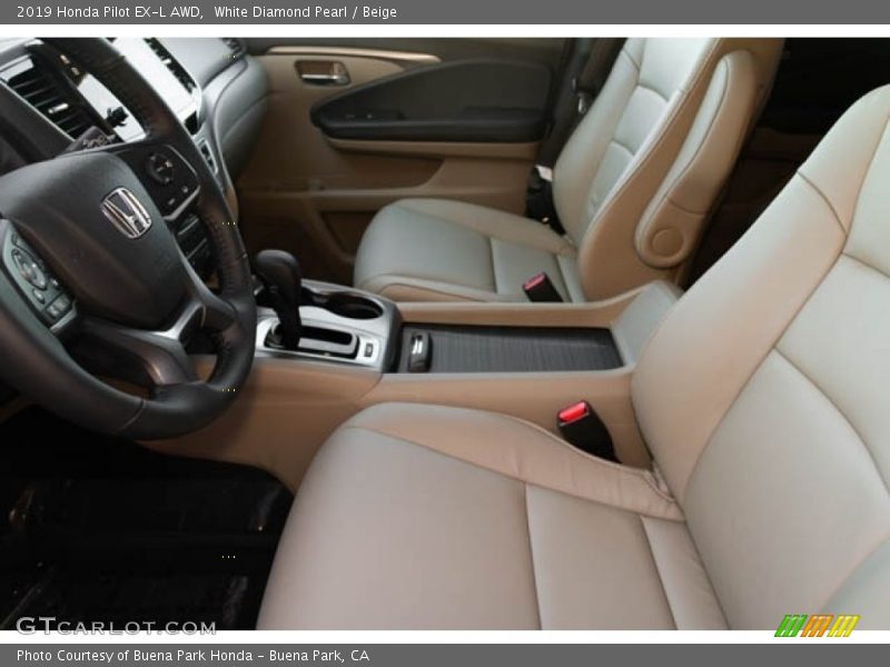 White Diamond Pearl / Beige 2019 Honda Pilot EX-L AWD