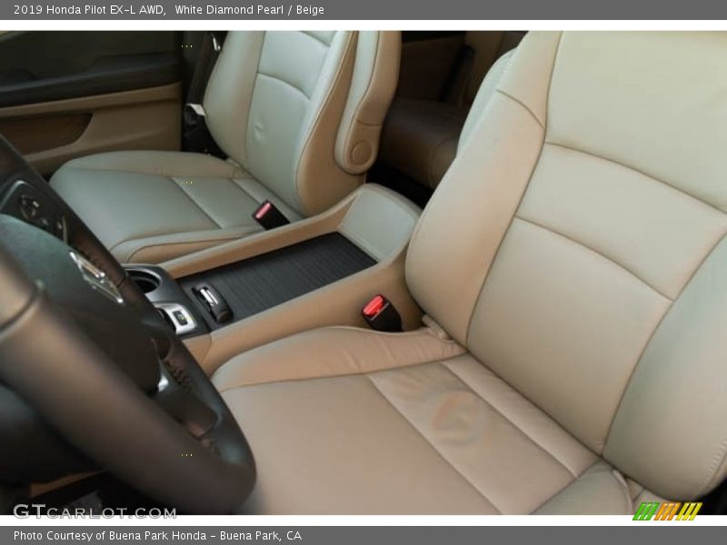 White Diamond Pearl / Beige 2019 Honda Pilot EX-L AWD