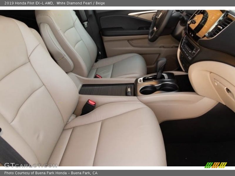 White Diamond Pearl / Beige 2019 Honda Pilot EX-L AWD