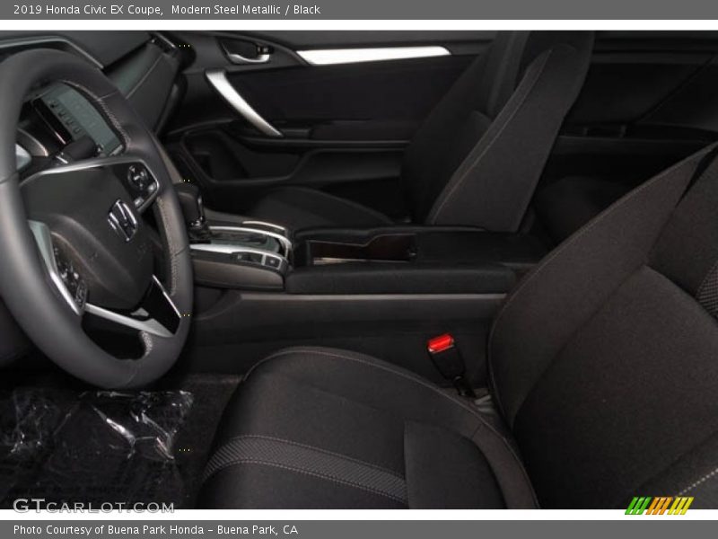 Modern Steel Metallic / Black 2019 Honda Civic EX Coupe