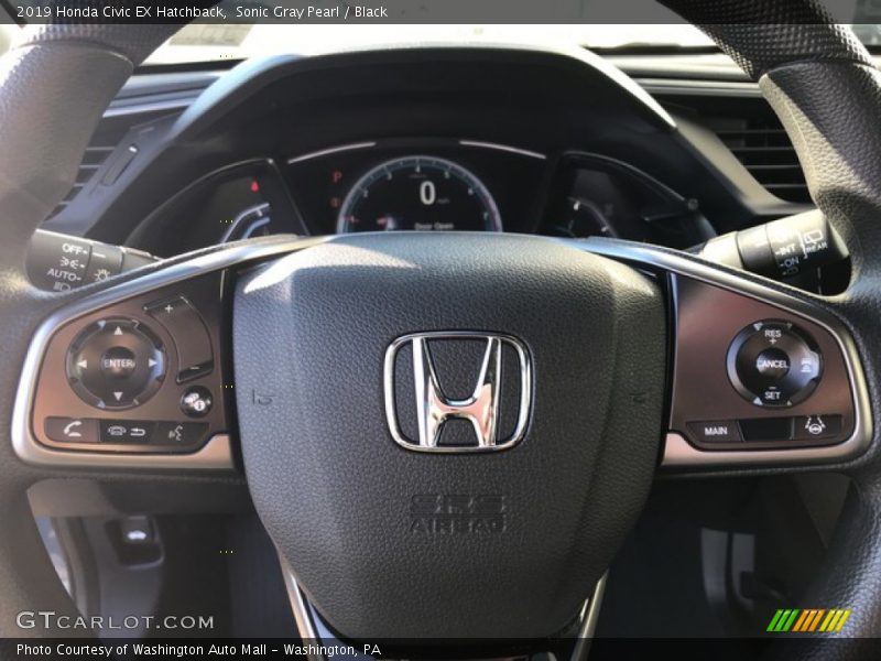 Sonic Gray Pearl / Black 2019 Honda Civic EX Hatchback