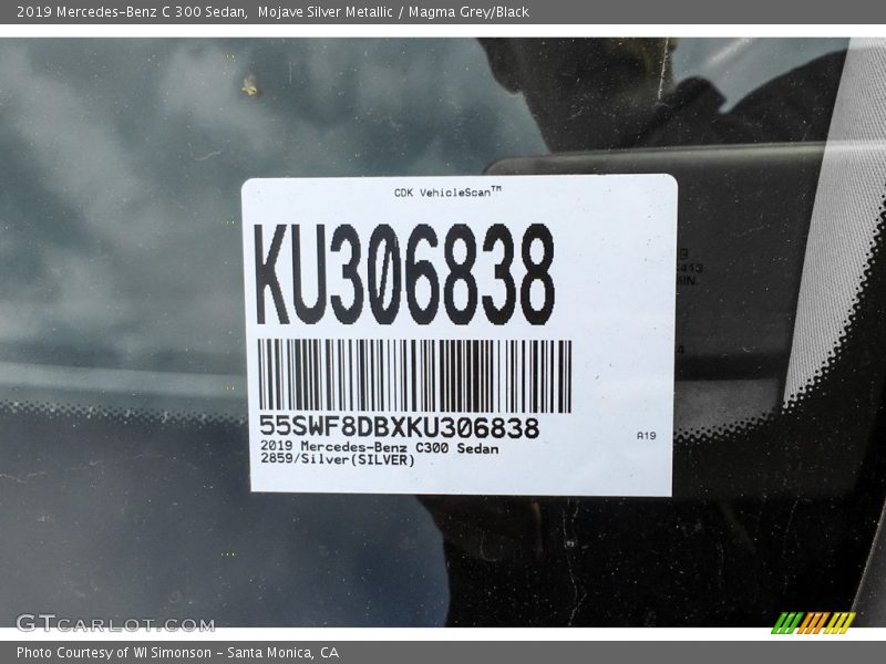 Mojave Silver Metallic / Magma Grey/Black 2019 Mercedes-Benz C 300 Sedan