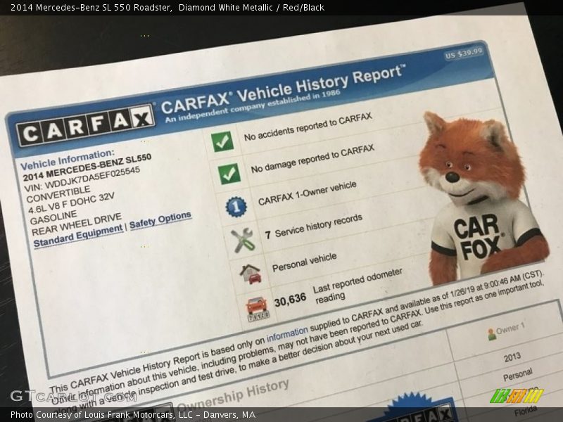 Diamond White Metallic / Red/Black 2014 Mercedes-Benz SL 550 Roadster