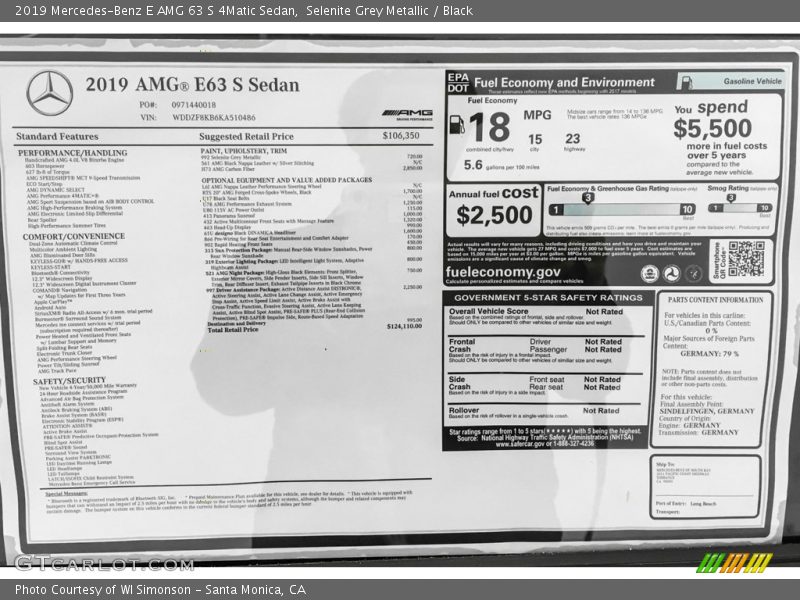 Selenite Grey Metallic / Black 2019 Mercedes-Benz E AMG 63 S 4Matic Sedan