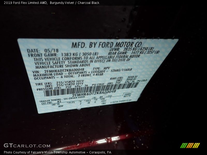Burgundy Velvet / Charcoal Black 2019 Ford Flex Limited AWD