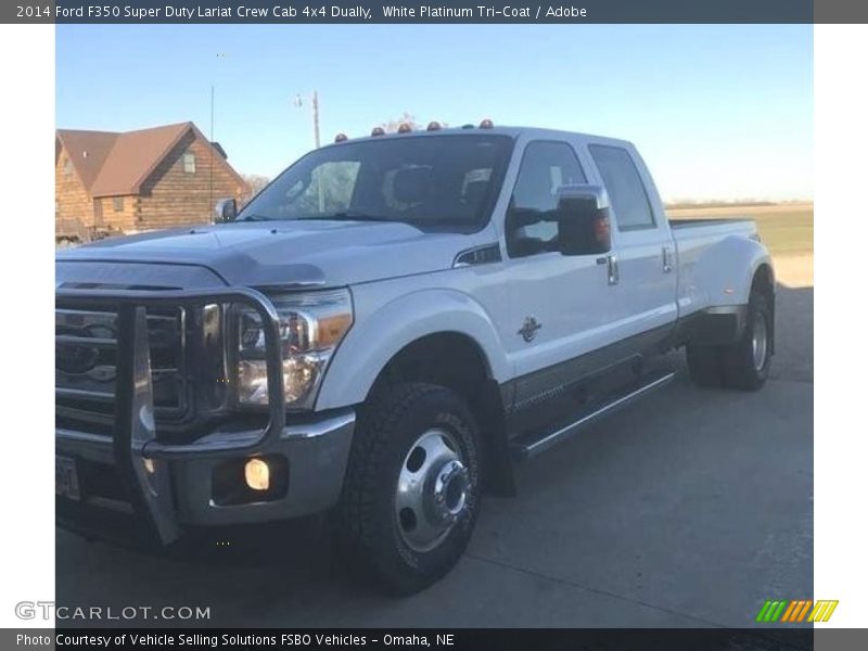 White Platinum Tri-Coat / Adobe 2014 Ford F350 Super Duty Lariat Crew Cab 4x4 Dually