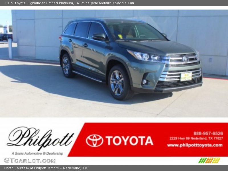 Alumina Jade Metallic / Saddle Tan 2019 Toyota Highlander Limited Platinum