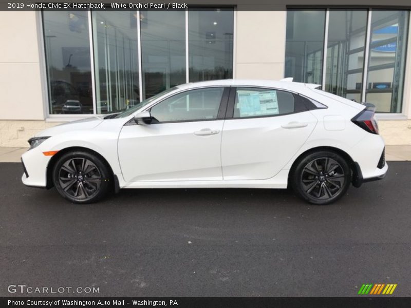 White Orchid Pearl / Black 2019 Honda Civic EX Hatchback