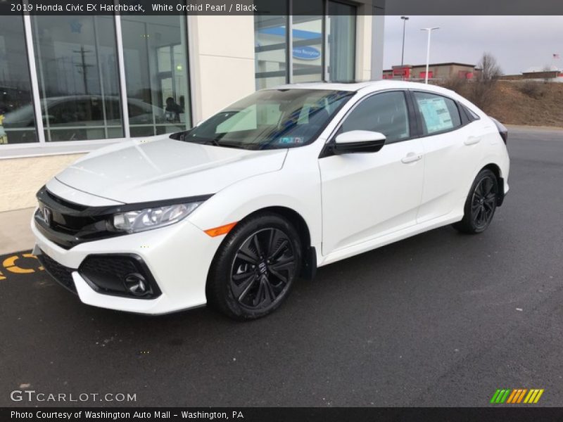 White Orchid Pearl / Black 2019 Honda Civic EX Hatchback