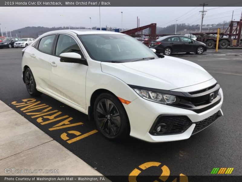 White Orchid Pearl / Black 2019 Honda Civic EX Hatchback