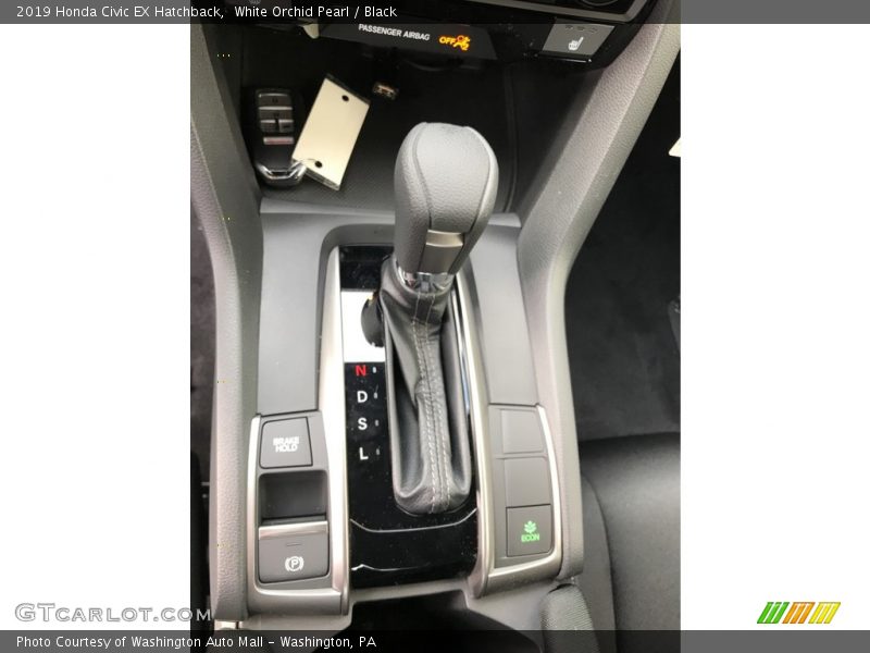 White Orchid Pearl / Black 2019 Honda Civic EX Hatchback