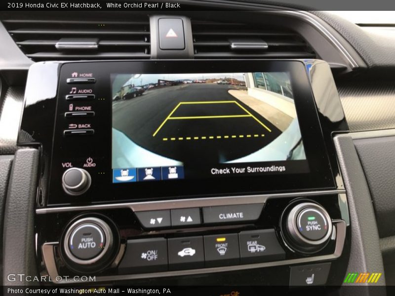 White Orchid Pearl / Black 2019 Honda Civic EX Hatchback