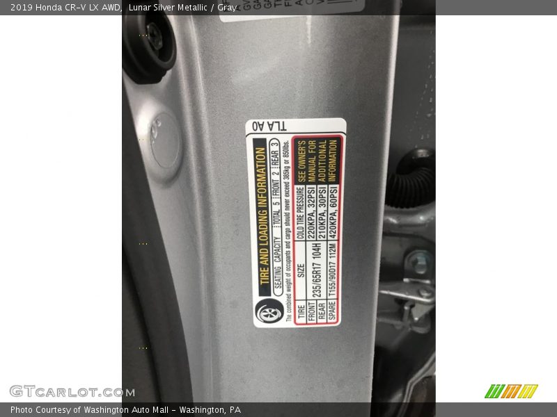 Lunar Silver Metallic / Gray 2019 Honda CR-V LX AWD