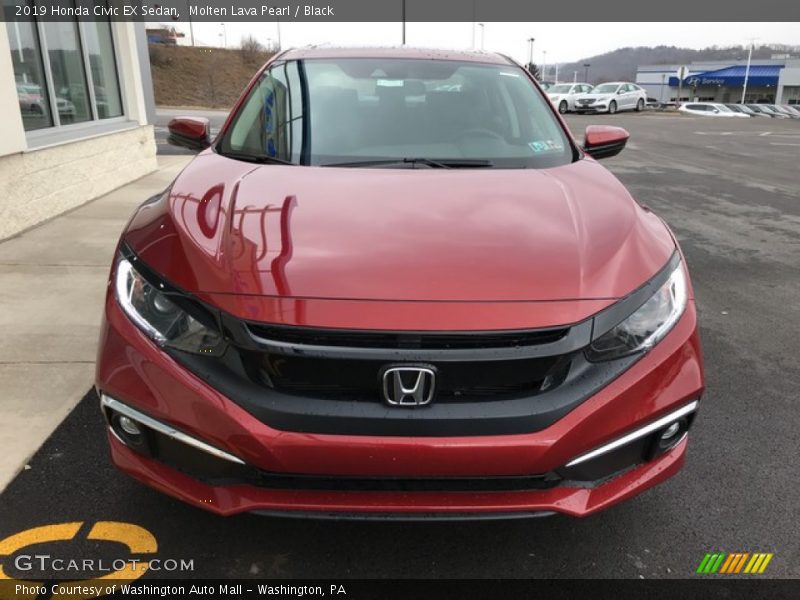 Molten Lava Pearl / Black 2019 Honda Civic EX Sedan