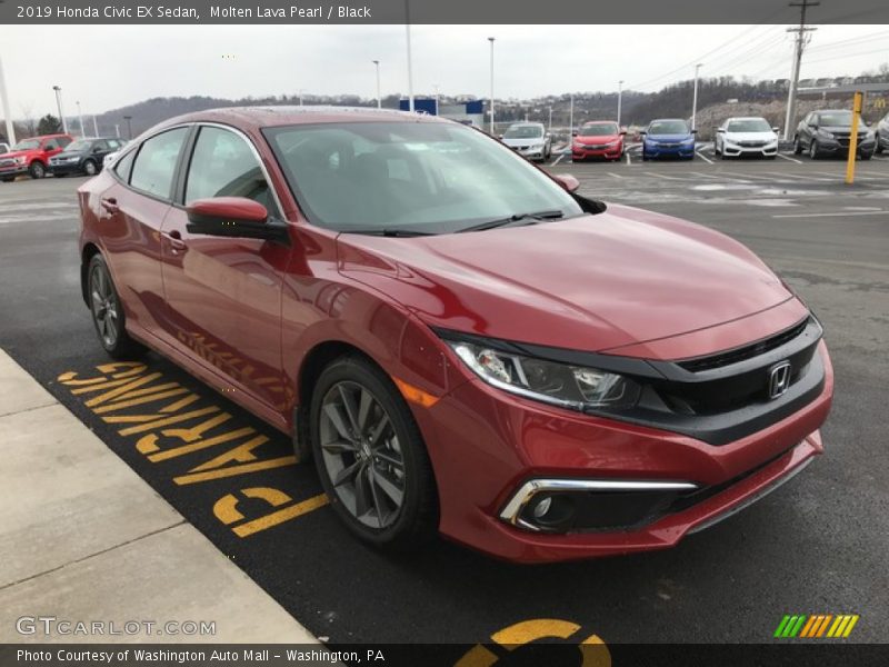 Molten Lava Pearl / Black 2019 Honda Civic EX Sedan