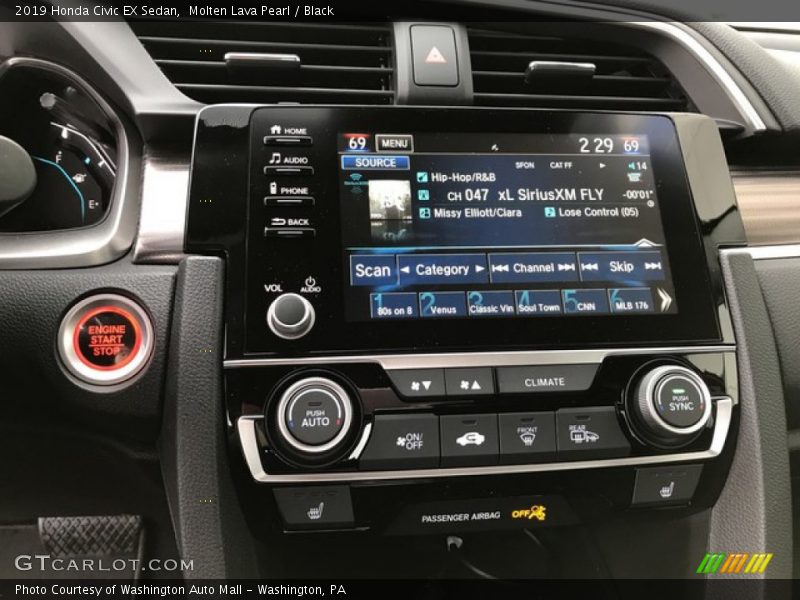 Molten Lava Pearl / Black 2019 Honda Civic EX Sedan