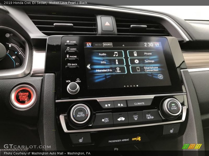 Molten Lava Pearl / Black 2019 Honda Civic EX Sedan