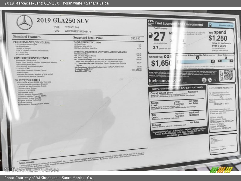 Polar White / Sahara Beige 2019 Mercedes-Benz GLA 250