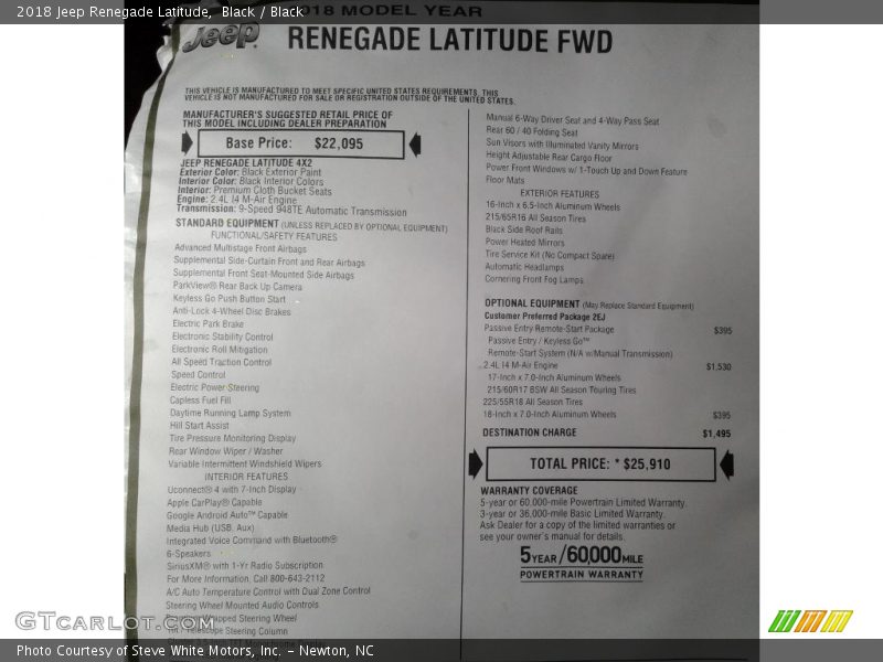 Black / Black 2018 Jeep Renegade Latitude