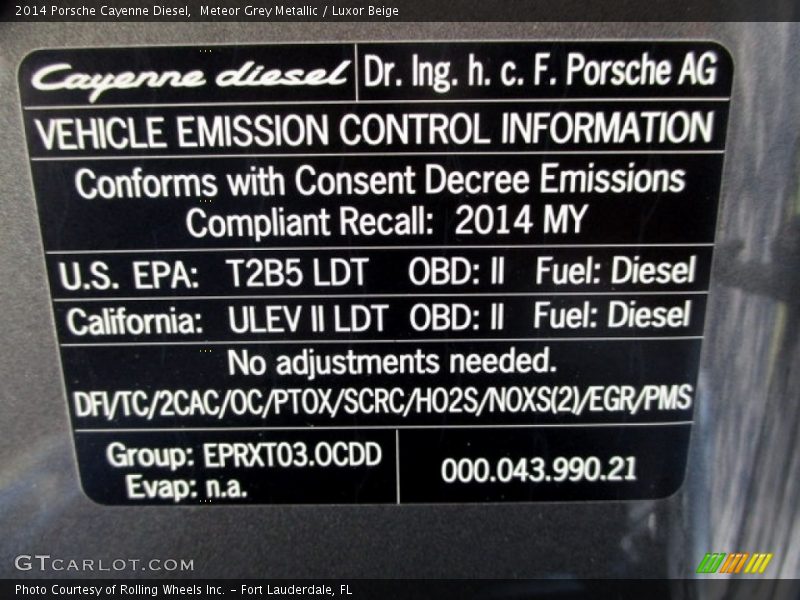 Meteor Grey Metallic / Luxor Beige 2014 Porsche Cayenne Diesel