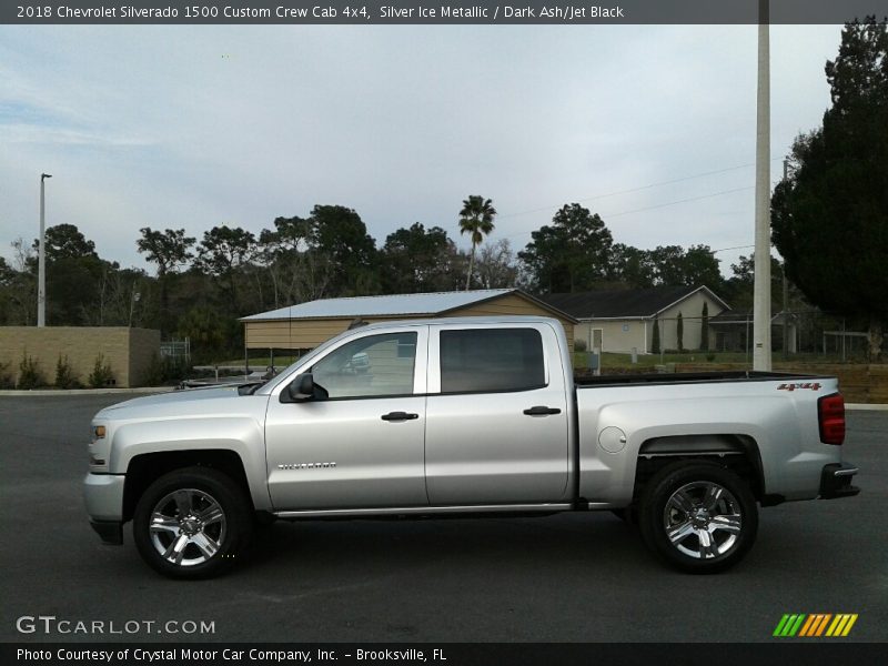 Silver Ice Metallic / Dark Ash/Jet Black 2018 Chevrolet Silverado 1500 Custom Crew Cab 4x4