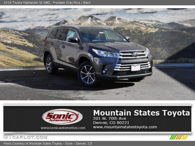 Predawn Gray Mica / Black 2019 Toyota Highlander SE AWD