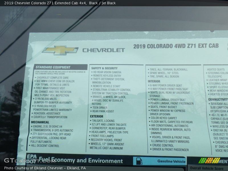 Black / Jet Black 2019 Chevrolet Colorado Z71 Extended Cab 4x4