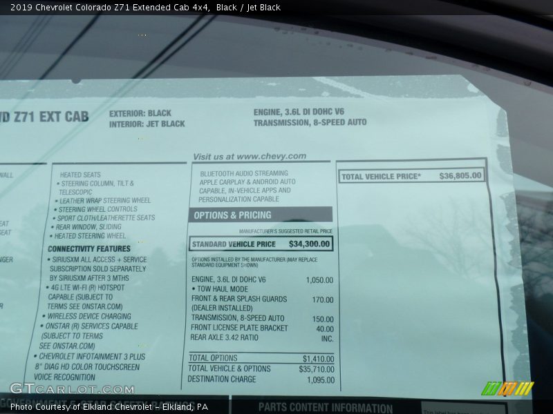 Black / Jet Black 2019 Chevrolet Colorado Z71 Extended Cab 4x4