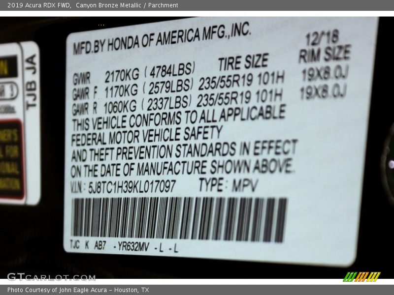 Canyon Bronze Metallic / Parchment 2019 Acura RDX FWD