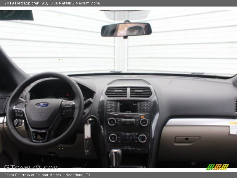 Blue Metallic / Medium Stone 2019 Ford Explorer FWD