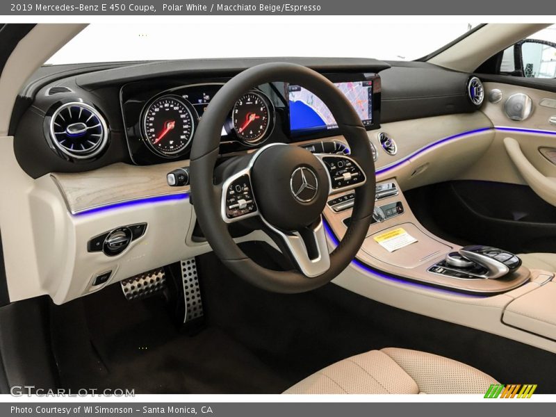 Polar White / Macchiato Beige/Espresso 2019 Mercedes-Benz E 450 Coupe