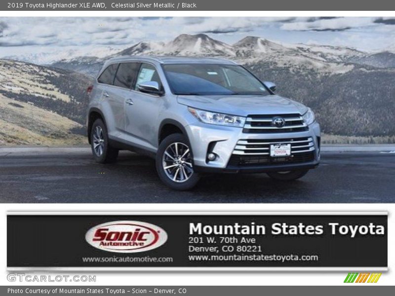 Celestial Silver Metallic / Black 2019 Toyota Highlander XLE AWD