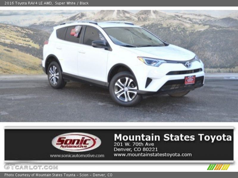Super White / Black 2016 Toyota RAV4 LE AWD
