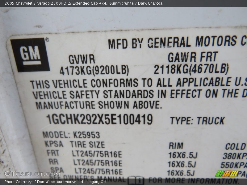 Summit White / Dark Charcoal 2005 Chevrolet Silverado 2500HD LS Extended Cab 4x4