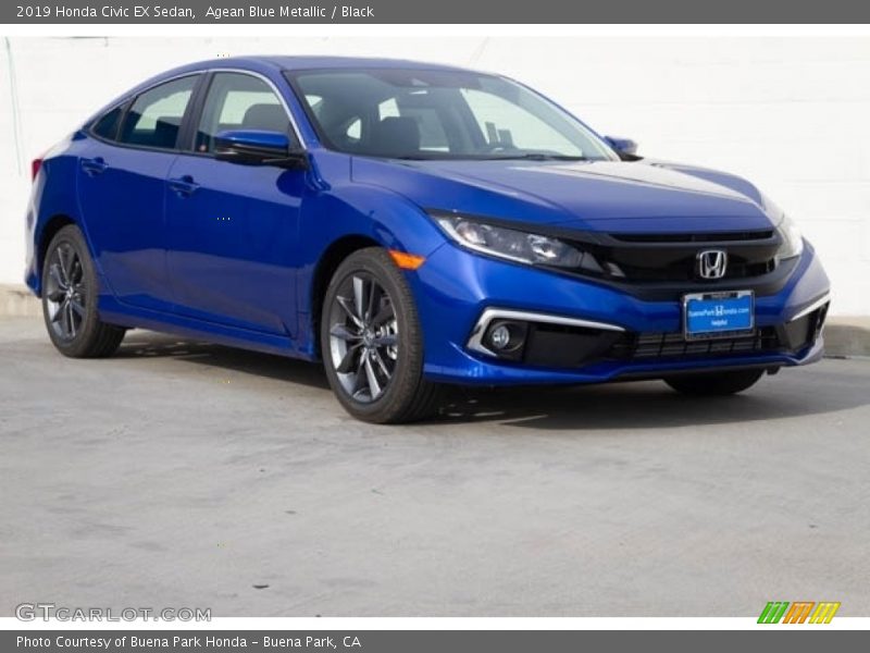 Agean Blue Metallic / Black 2019 Honda Civic EX Sedan