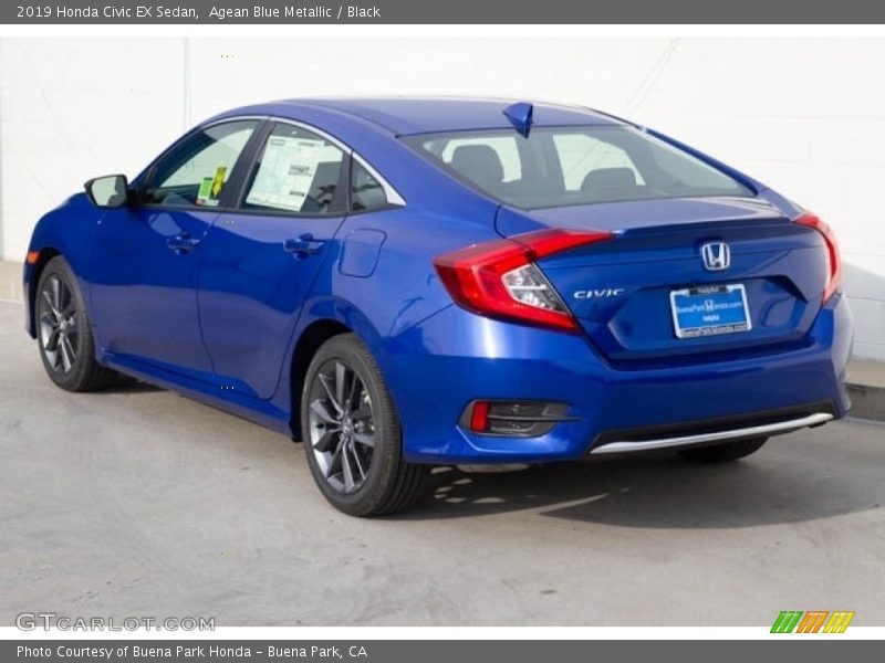 Agean Blue Metallic / Black 2019 Honda Civic EX Sedan