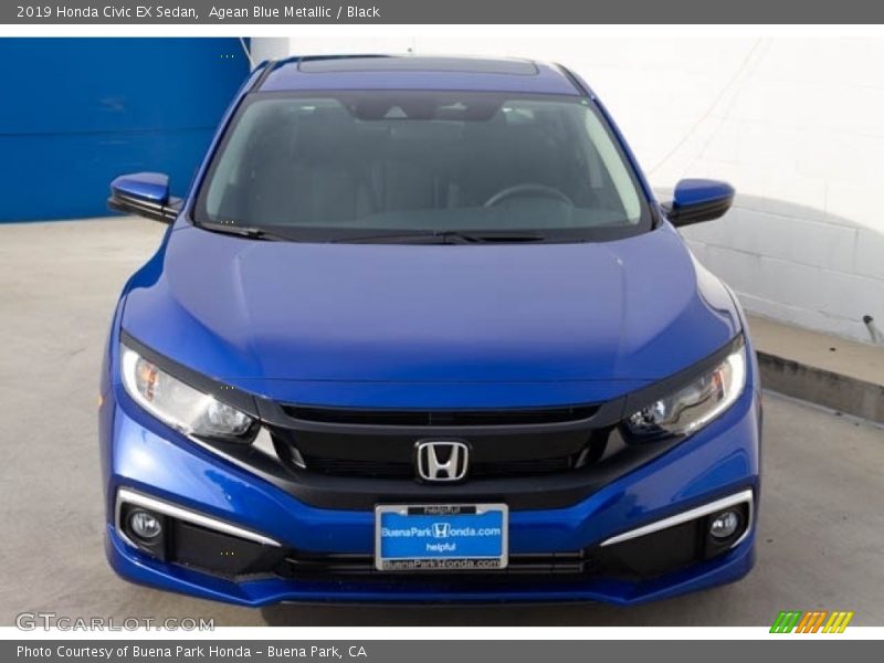 Agean Blue Metallic / Black 2019 Honda Civic EX Sedan