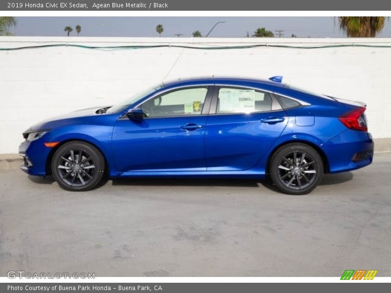 Agean Blue Metallic / Black 2019 Honda Civic EX Sedan