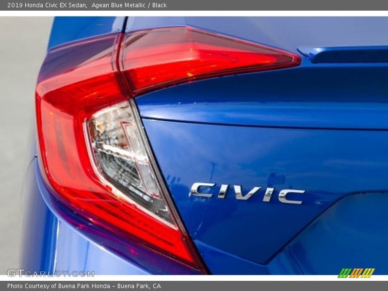 Agean Blue Metallic / Black 2019 Honda Civic EX Sedan