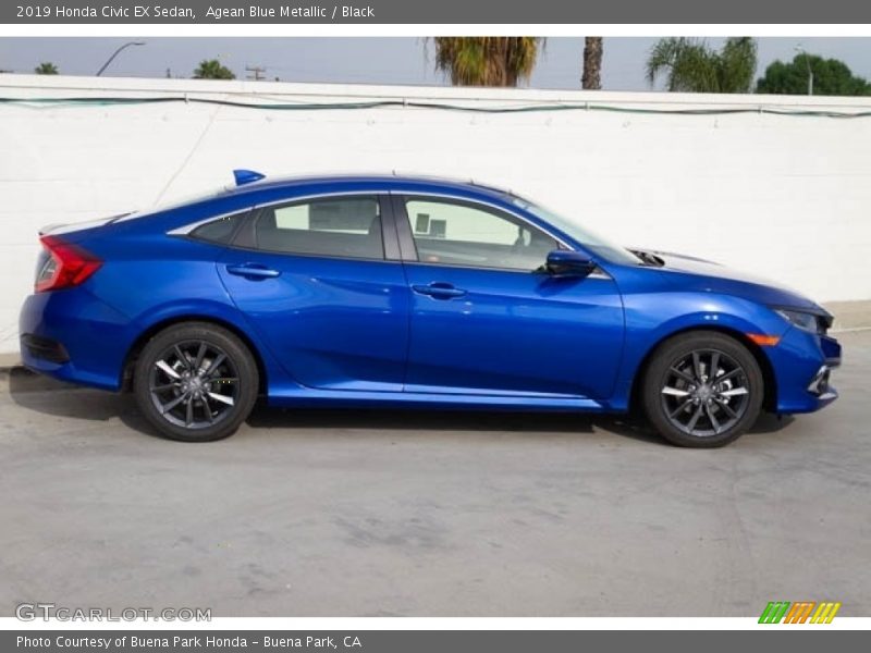 Agean Blue Metallic / Black 2019 Honda Civic EX Sedan