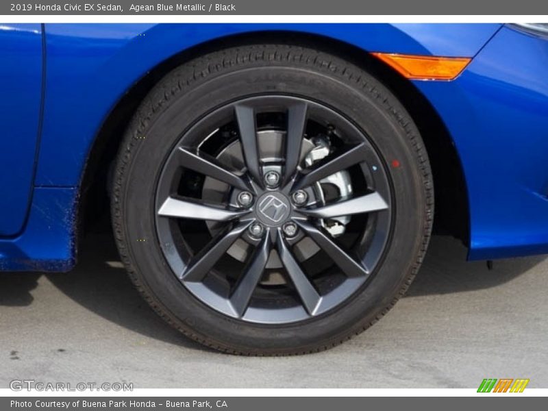 Agean Blue Metallic / Black 2019 Honda Civic EX Sedan