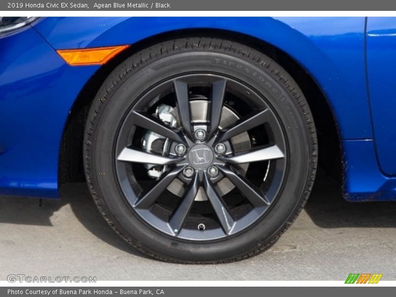 Agean Blue Metallic / Black 2019 Honda Civic EX Sedan