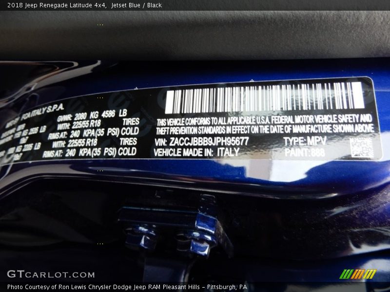 Jetset Blue / Black 2018 Jeep Renegade Latitude 4x4