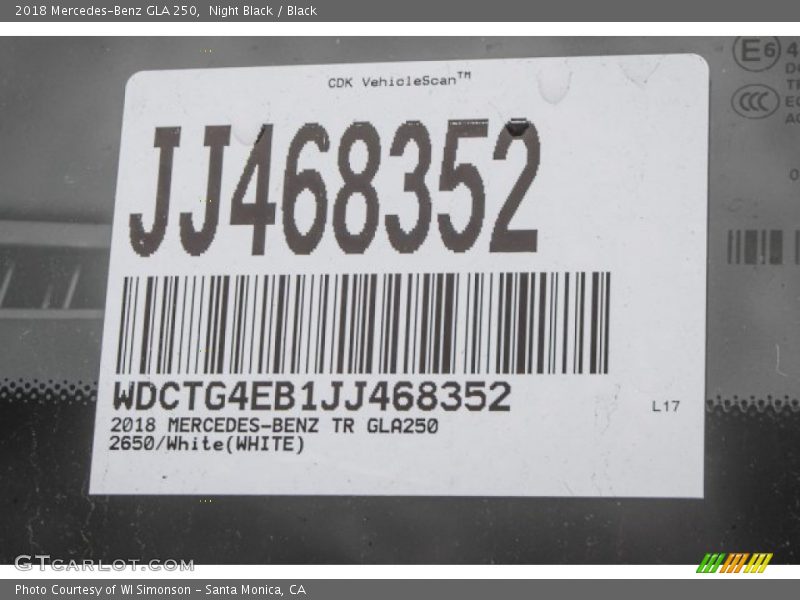 Night Black / Black 2018 Mercedes-Benz GLA 250