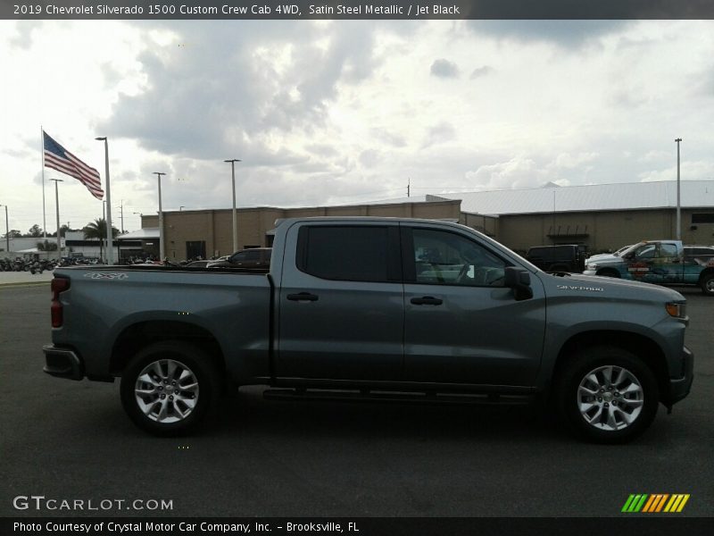 Satin Steel Metallic / Jet Black 2019 Chevrolet Silverado 1500 Custom Crew Cab 4WD