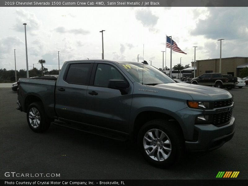 Satin Steel Metallic / Jet Black 2019 Chevrolet Silverado 1500 Custom Crew Cab 4WD