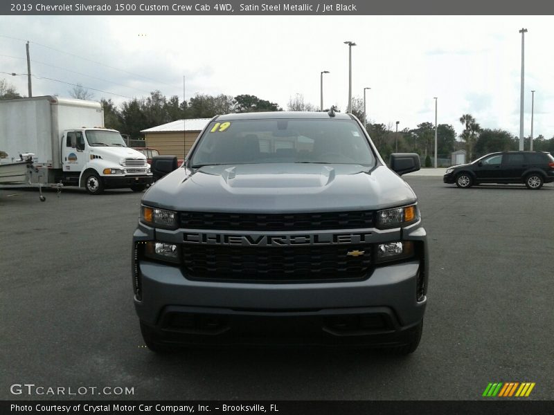 Satin Steel Metallic / Jet Black 2019 Chevrolet Silverado 1500 Custom Crew Cab 4WD